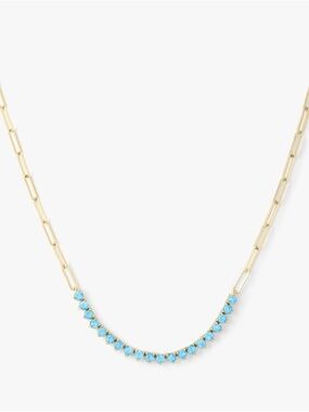 Melinda Maria Gold Paperclip Chain Necklace with Simulated Opal Stones